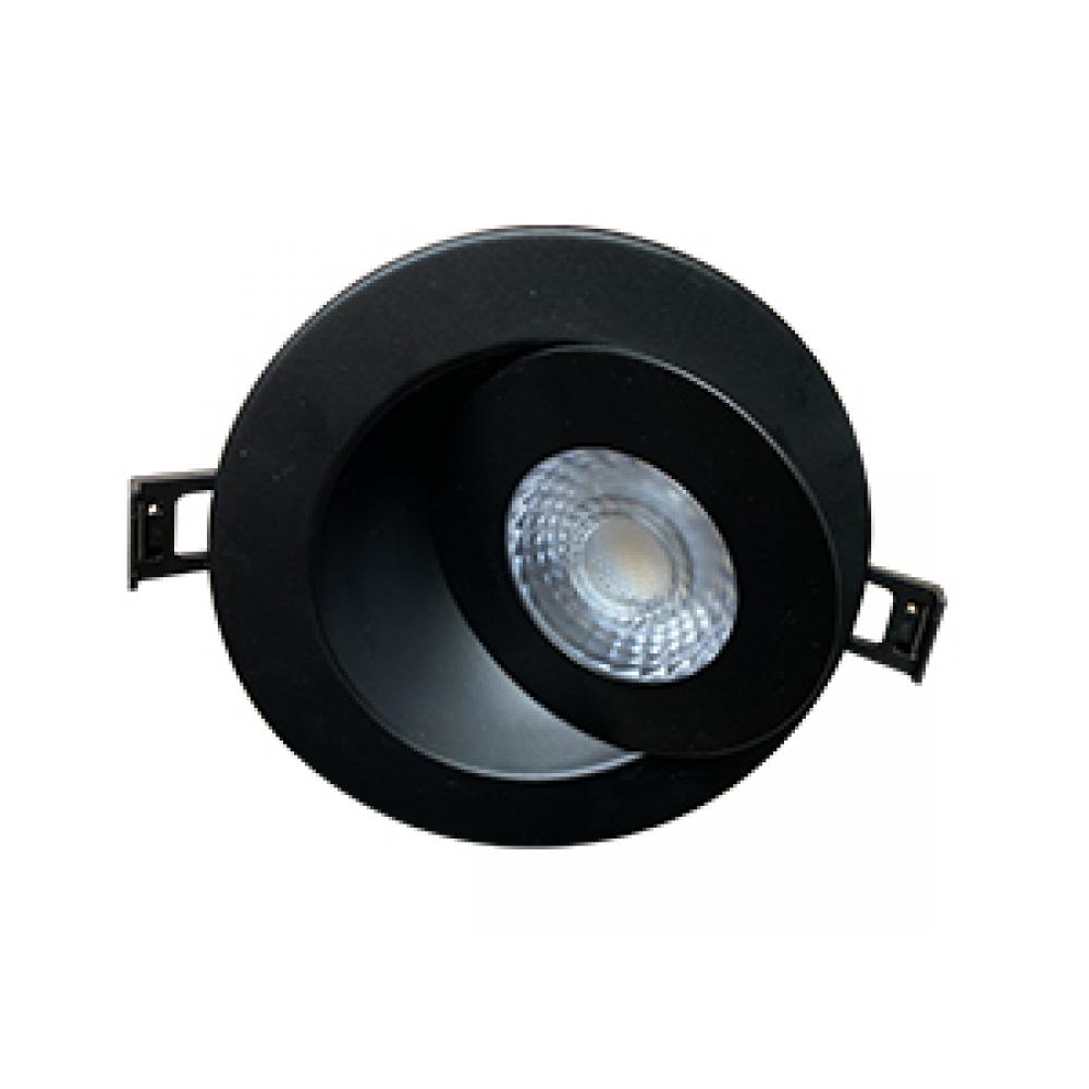 SWIVEL DOWNLIGHT 8W 120V 2700/3000/4000K 4IN 45° BLACK ROUND 550lm