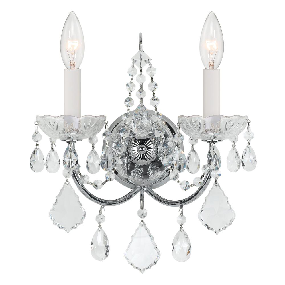 Imperial 2 Light Swarovski Strass Crystal Polished Chrome Sconce