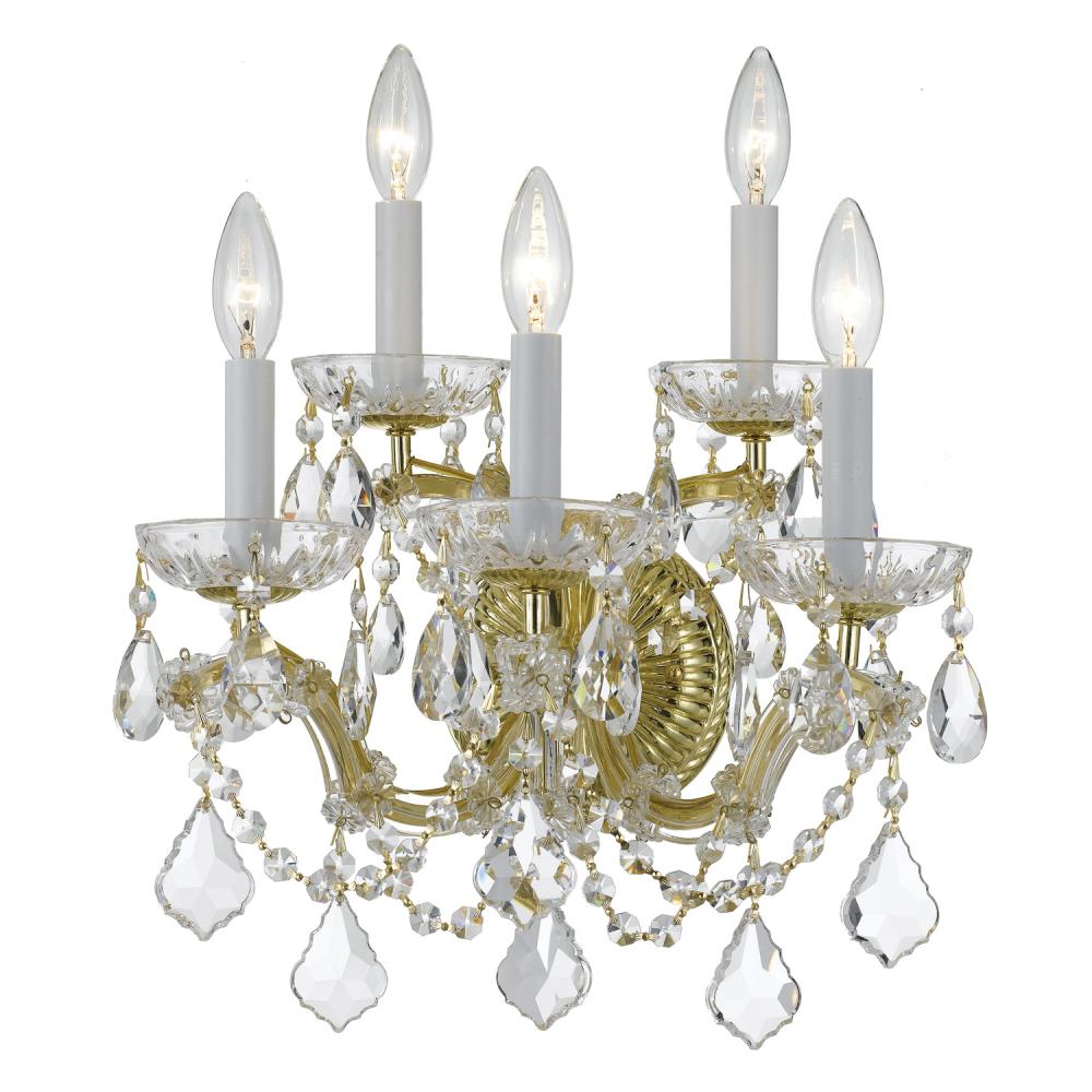 Maria Theresa 5 Light Swarovski Strass Crystal Gold Sconce