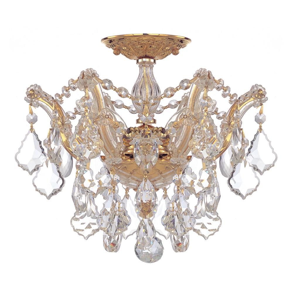 Maria Theresa 3 Light Swarovski Strass Crystal Gold Semi Flush Mount