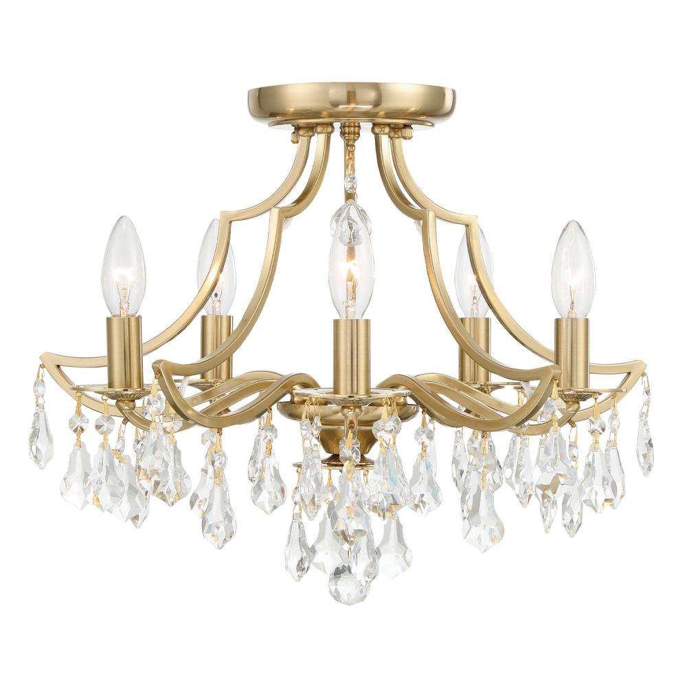 Cedar 5 Light Vibrant Gold Semi Flush Mount