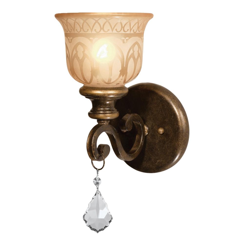 Norwalk 1 Light Spectra Crystal Bronze Umber Sconce