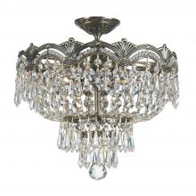  1483-HB-CL-MWP - Majestic 3 Light Hand Cut Crystal Historic Brass Semi Flush Mount