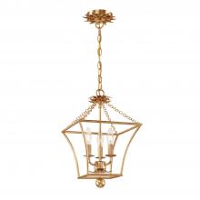 Crystorama 514-GA - Broche 3 Light Antique Gold Mini Chandelier