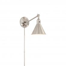 Crystorama MOR-8800-PN - Morgan 1 Light Polished Nickel Task Sconce