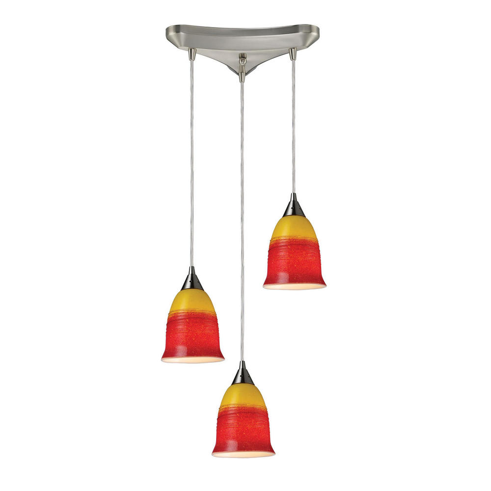 Horizon 3-Light Pendant Fire in Satin Nickel