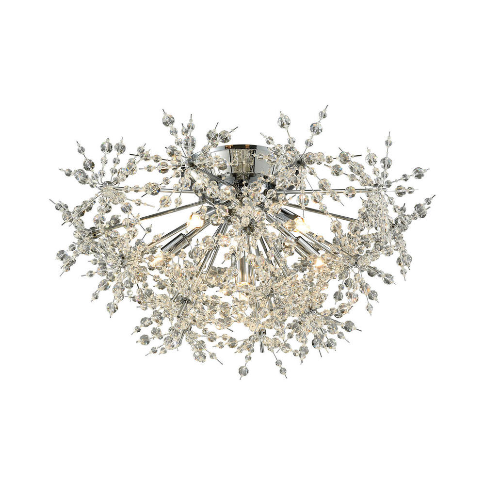 Snowburst 6-Light Semi Flush in Polished Chrome with Crystal