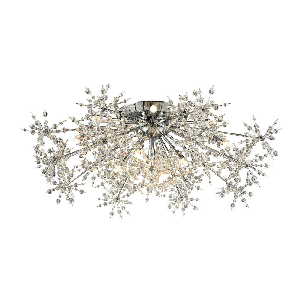 Snowburst 13-Light Semi Flush in Polished Chrome with Crystal