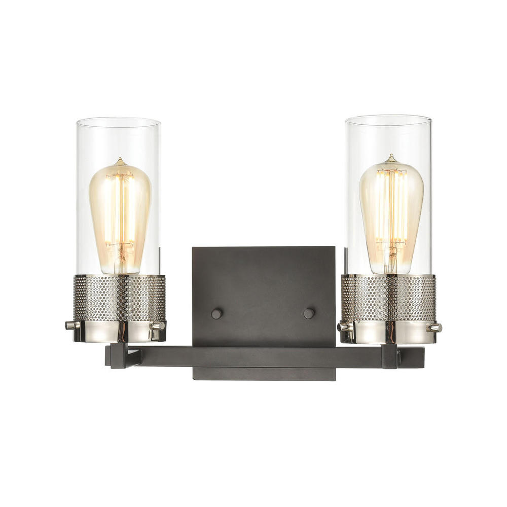 Bergenline 2-Light Vanity Light in Matte Black with Clear Glass