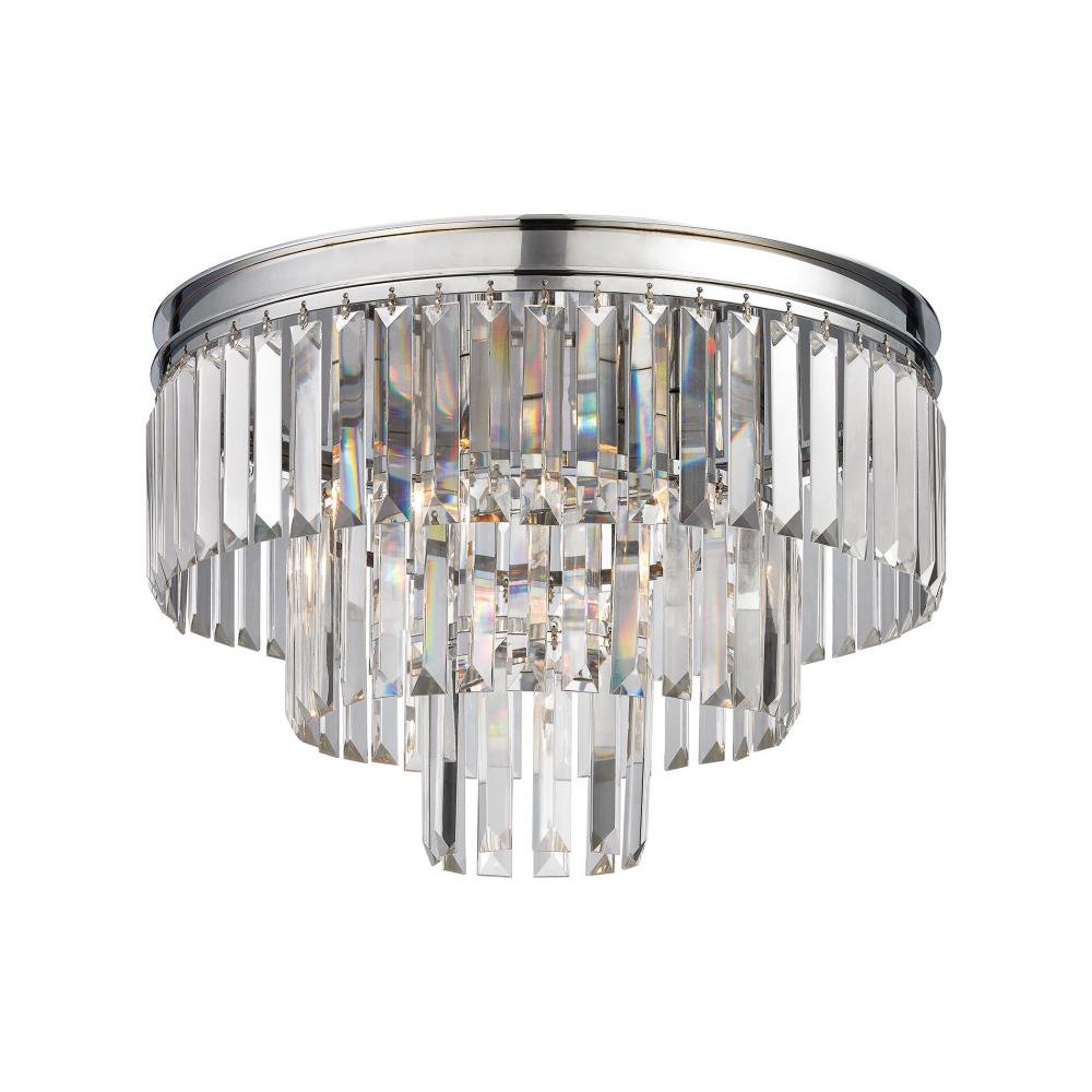 Palacial 3-Light Semi Flush in Polished Chrome with Clear Crystal