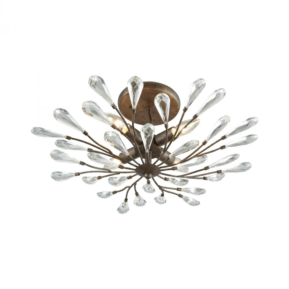 Crislett 4-Light Semi Flush in Sunglow Bronze with Clear Crystal