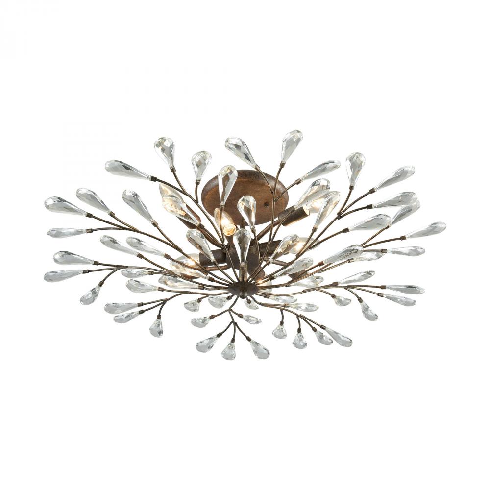 Crislett 8-Light Semi Flush in Sunglow Bronze with Clear Crystal