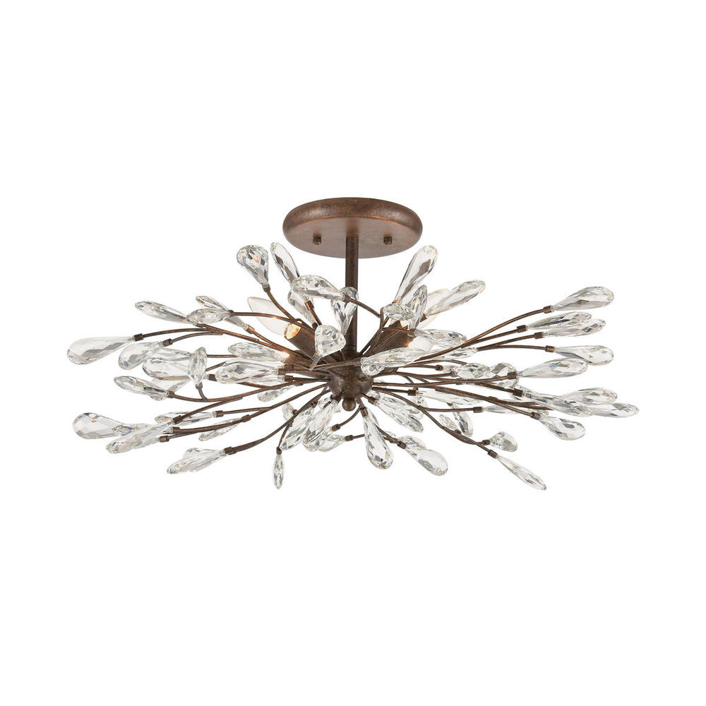 Crislett 4-Light Semi Flush Mount in Sunglow Bronze with Clear Crystal