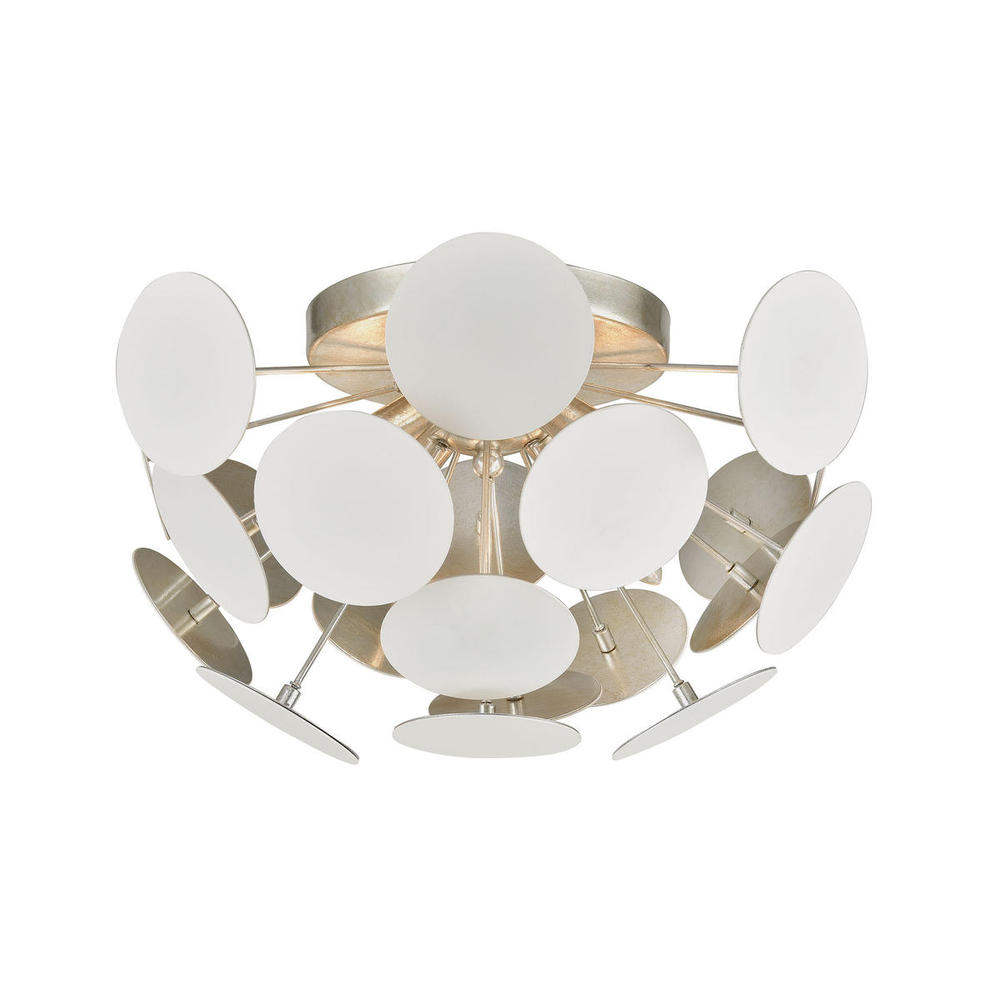 Modish 4-Light Flush Mount in Matte White with White Discs