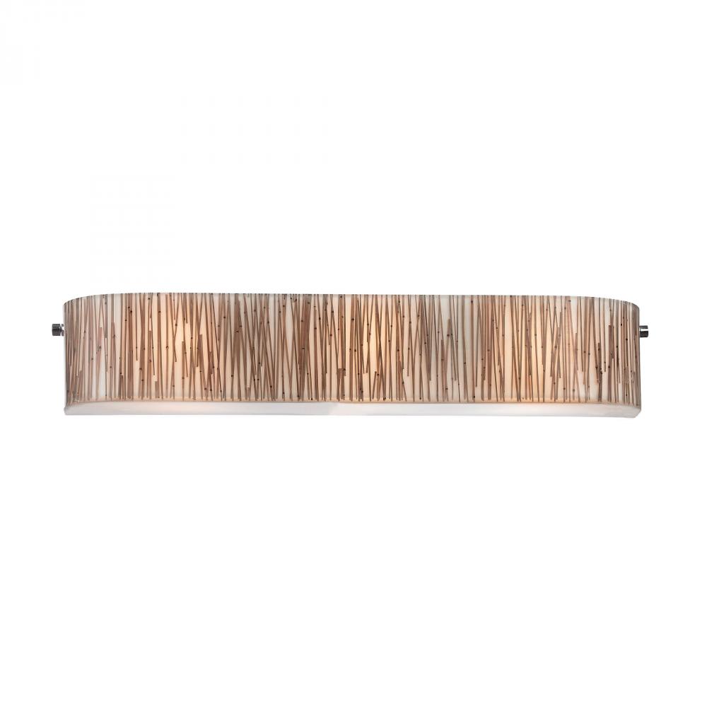 Modern Organics 3-Light Vanity Sconce in Chrome with Bamboo Stem Shade