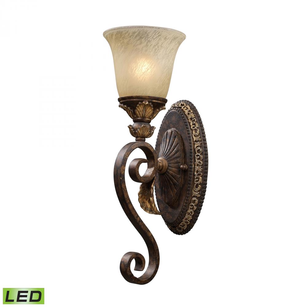 Regency 1-Light Wall Lamp in Burnt Bronze with Off-white Glass - Includes LED Bulb