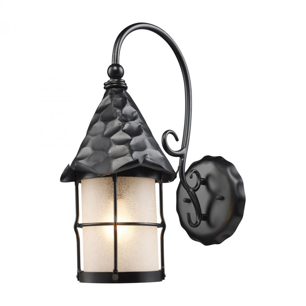 Rustica 1-Light Outdoor Wall Lamp in Matte Black