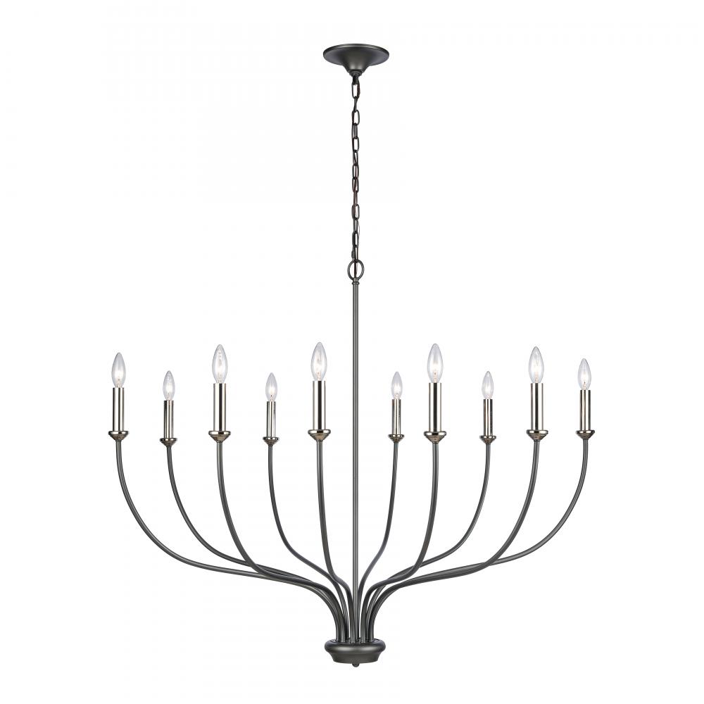 Madeline 45'' Wide 10-Light Chandelier - Dark Gray