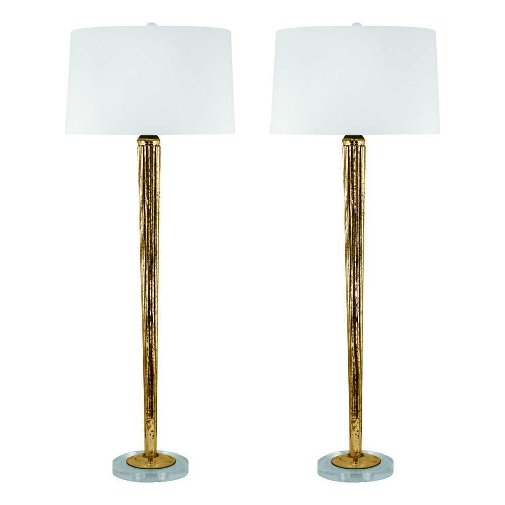 Mercury Glass Candlestick Lamp in Gold (Set of 2)