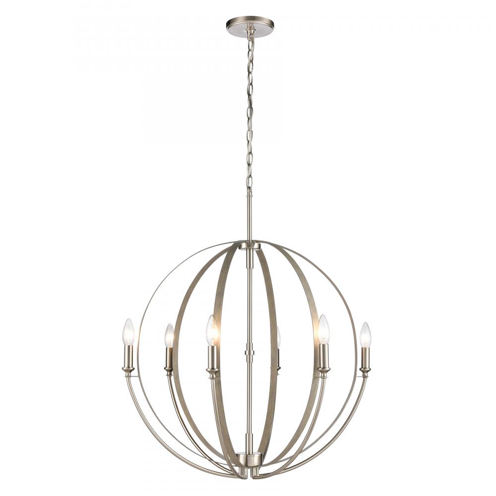 Rotunde 26'' Wide 6-Light Chandelier - Beechwood