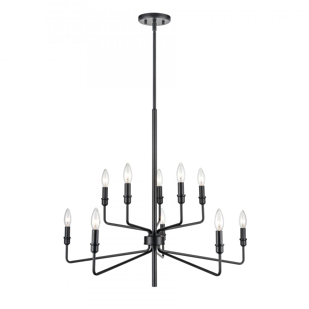 Saginaw 34'' Wide 10-Light Chandelier - Matte Black