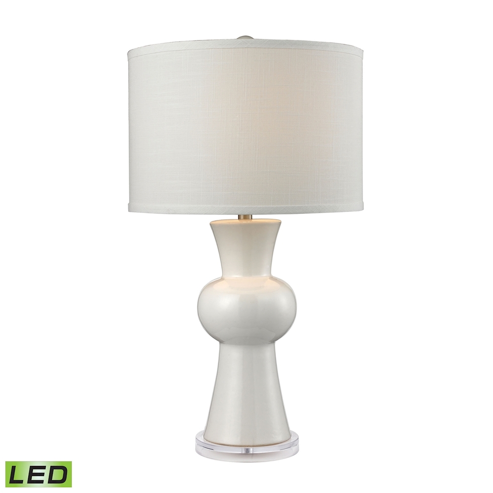 White Earthenware Table Lamp - LED