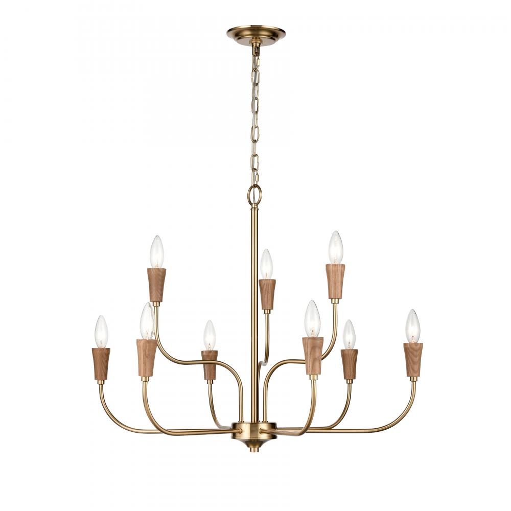 Inga 29'' Wide 9-Light Chandelier - Brass