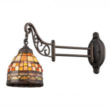 ELK Home Plus 079-TB-10 - Jewelstone 1-Light Swingarm Wall Lamp in Tiffany Bronze with Tiffany Style Glass
