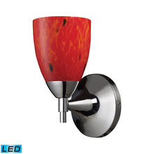 ELK Home Plus 10150/1PC-FR-LED - Celina 1-Light Wall Lamp in Polished Chrome with Fire Red Glass - Includes LED Bulb