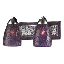 ELK Home Plus 1301-2SLV-PLC - VANITY COLLECTION ELEGANT BATH LIGHTING 2-LIGHT PURPLE CRACKLED GLASS AND BACKPL