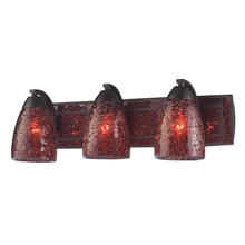 ELK Home Plus 1302-3RST-RDC - VANITY COLLECTION ELEGANT BATH LIGHTING 3-LIGHT RED CRACKLED GLASS and BACKPLATE