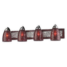 ELK Home Plus 1303-4SLV-RDC - VANITY COLLECTION ELEGANT BATH LIGHTING 4-LIGHT RED CRACKLED GLASS AND BACKPLATE