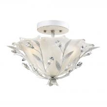 ELK Home Plus 18111/2 - Circeo 2-Light Semi Flush in Antique White with Crystal and White Shade