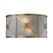 ELK Home Plus 22000/2 - Preston 2-Light Sconce in Brushed Brass with White Glass Panels