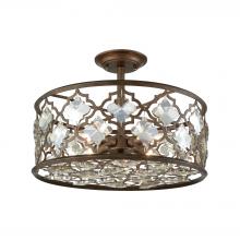 ELK Home Plus 31092/4 - Armand 4-Light Semi Flush in Weathered Bronze with Champagne-plated Crystals