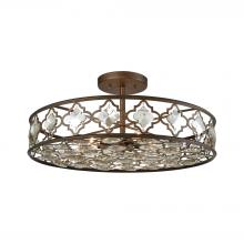 ELK Home Plus 31093/8 - Armand 8-Light Semi Flush in Weathered Bronze with Champagne-plated Crystals