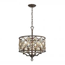 ELK Home Plus 31096/4 - Armand 4-Light Chandelier in Weathered Bronze with Amber Teak Crystals and Metal Shade