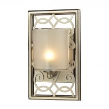ELK Home Plus 31426/1 - Santa Monica 1-Light Vanity Sconce in Aged Silver with Off-white Glass