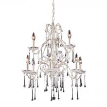 ELK Home Plus 4003/6+3CL - Opulence 9-Light Chandelier in Antique White with Clear Crystals