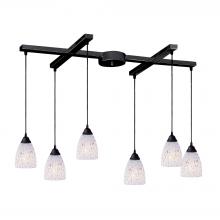 ELK Home Plus 406-6SW - Classico 6-Light H-Bar Pendant Fixture in Dark Rust with Snow White Glass