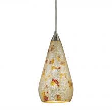 ELK Home Plus 546-1SLVM-CRC - Curvalo 1-Light Mini Pendant in Satin Nickel with Silver Multi Crackle Glass