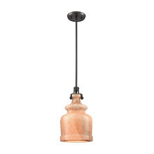 ELK Home Plus 60135/1 - Sheffield 1-Light Mini Pendant in Oil Rubbed Bronze with Sandstone Hammered Glass