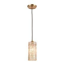 ELK Home Plus 60235/1 - Roubaix 1-Light Mini Pendant in Satin Brass with Heavily Textured Amber Glass