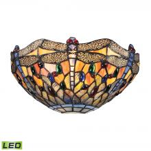 ELK Home Plus 72077-1-LED - Dragonfly 1-Light Sconce in Dark Bronze with Tiffany Style Glass - Includes LED Bulb