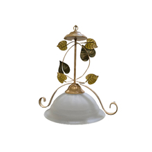 ELK Home Plus 76201 - 1-Light Pendant in Antique Brass with Green and Yellow Leaves