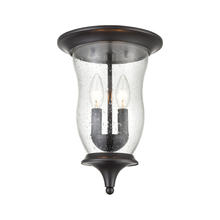 ELK Home Plus 8002FM/75 - Trinity Series Outdoor Flush Mount in Oil Rubbed Bronze with Seeded Glass