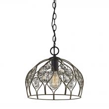 ELK Home Plus 81106/1 - Crystal Web 1-Light Mini Pendant in Bronze and Matte Black with Clear Crystal