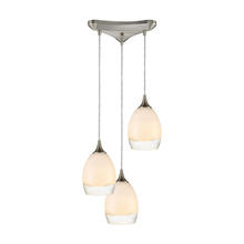 ELK Home Plus 85214/3 - Cirrus 3-Light Triangular Mini Pendant Fixture in Satin Nickel with Opal White and Clear Glass