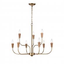 ELK Home Plus H0019-9618 - Inga 29'' Wide 9-Light Chandelier - Brass