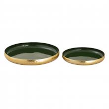 ELK Home Plus H0897-9781/S2 - Nelson Tray - Set of 2 Dark Green Enamel (2 pack) (2 pack)